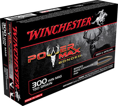Winchester Super-X Rifle Ammunition X30WM1BP, 300 Winchester Mag, Power Max Bonded, 150 GR, 2960 fps, 20 Rd/bx