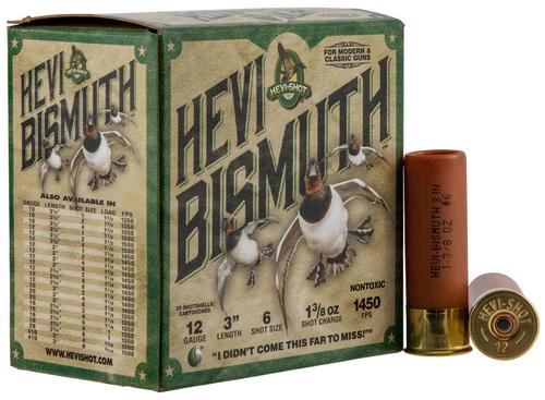 HEVI-Shot Hevi-Bismuth Waterfowl Shotshells HS14006, 12 Gauge, 3", 1450 fps, #6 Shot, 25 Rds/bx
