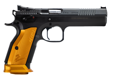 CZ-USA TS2 Pistol 91265, 40 S&W, 5.20in, Orange Checkered Aluminum Grips, Black Polycoat Finish, 17 Rds