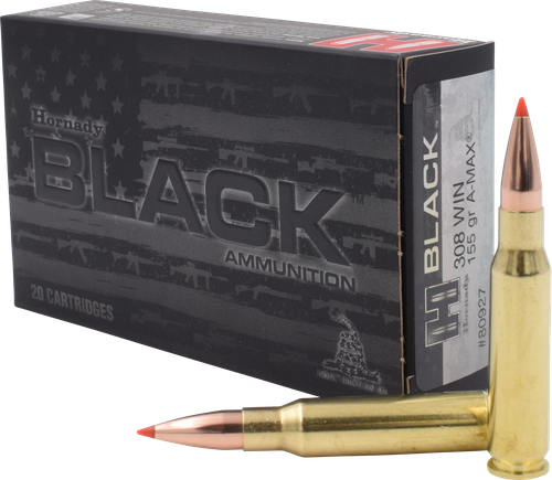 Hornady Black Rifle Ammunition 80927, 308 Winchester, ELD Match, 155 GR, 2850 fps, 20 Rd/bx