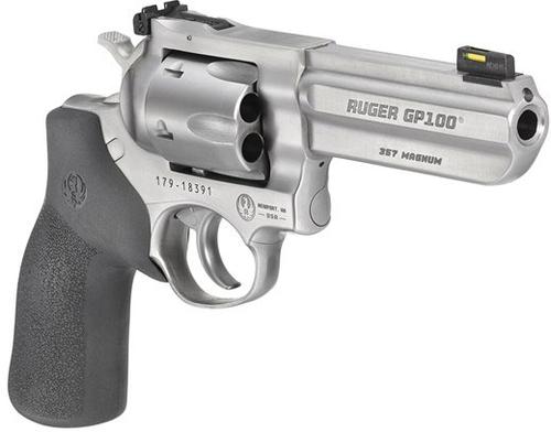 Ruger GP100 Match Champion Revolver 1786, 357 Mag, 4.2", Adj Sight, Hogue Rubber, Satin Stainless Finish, 6rd