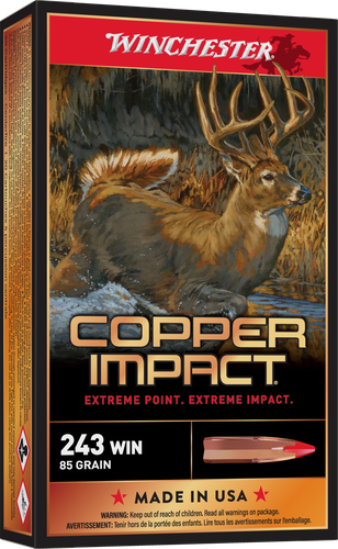 Winchester Rifle Ammunition X243DSLF, 243 Win, Copper Extreme Point, 85 gr, 3260 fps, 20 Rd/Bx