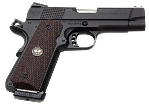 Wilson Combat 1911 Professional Elite Pistol PROE-PR-45, 45 ACP, 4in, Black Cherry G10 Grips, Black Finish, 8 Rds