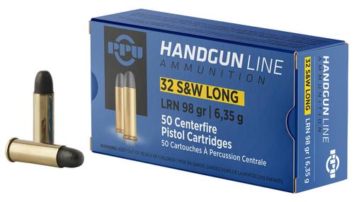 Prvi Partisan Pistol Ammunition PPH32SW, 32 S&W Long, Lead Round Nose, 98 gr, 787 fps, 50 Rd/Bx