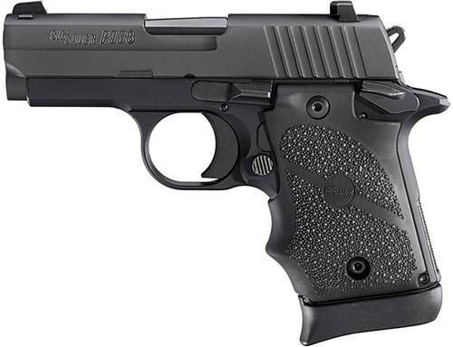 Sig P938 Ambidextrous Pistol 9389BRGAMBI, 9mm, 3 in, Rubber Grip, Black Finish, Siglite Sights, 7 Rd