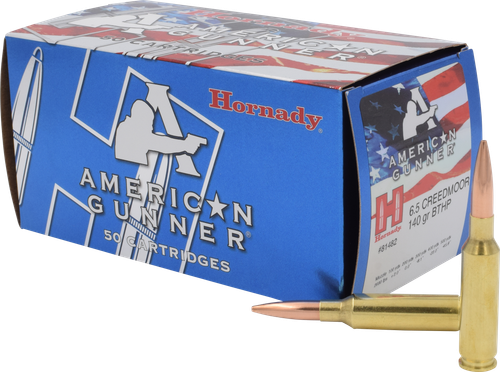 Hornady American Gunner Rifle Ammunition 81482, 6.5 Creedmoor, Boat Tail Hollow Point, 140 GR, 2690 fps, 50 Rd/Bx