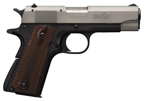 Browning 1911-22 Compact Pistol 051880490, 22LR, 3.625in, Wood Grips, 10 Rds