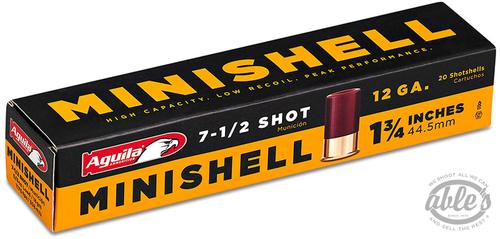 Aguila Minishell Shotshells 1Chb1287, 12 Gauge, 1-3/4", 5/8 oz, 1175 fps, #7.5 Shot, 20 Rd/bx