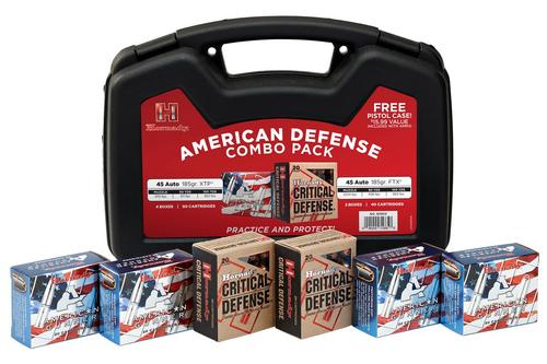 Hornady American Defense Combo Pack Pistol Ammunition 90903, 45 Automatic Colt Pistol (ACP), XTP/FTX, 185 GR, 120 Rd/bx