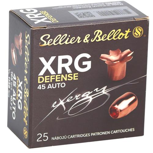 Sellier & Bellot Pistol Ammunition SB45XA, 45 Automatic Colt Pistol ACP, Solid Copper Hollow Point, 165 gr, 1148 fps, 25 Rd/Bx