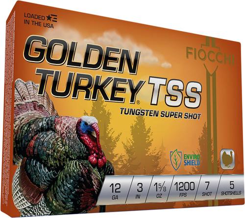 Fiocchi Golden Turkey TSS Shotshells 123TSS7, 12 Gauge, 3", 1 5/8 oz, 1200 fps, #7 Steel Shot, 5 Rds/box