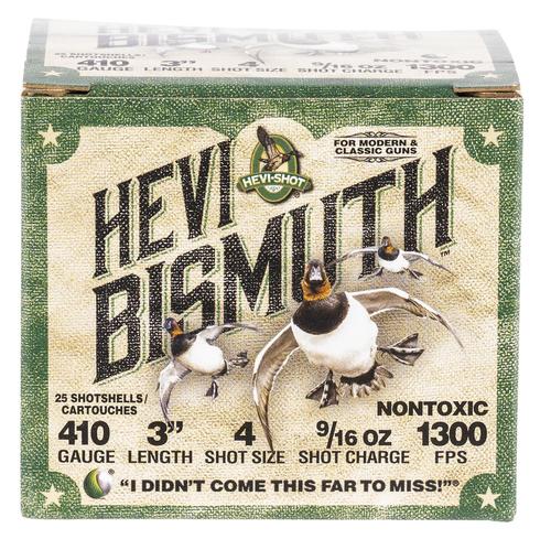 HEVI-Shot Hevi-Bismuth Waterfowl Shotshells HS19004, 410 Gauge, 3", 1300 fps, #4 Shot, 25 Rds/bx