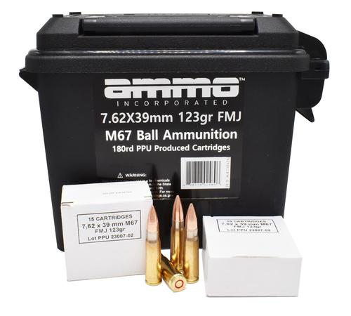 Ammo Inc Rifle Ammunition 762X39123FMJB180, 7.62x39mm, Full Metal Jacket, 123 gr, 180 rounds