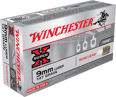 Winchester WinClean Handgun Ammunition WC93, 9mm, Brass Enclosed Base, 147 GR, 990 fps, 50 Rd/bx
