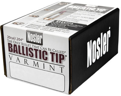 Nosler Varmint Ballistic Tip 204 Caliber 40 Grain Spitzer 100/Box (52111), Not Loaded