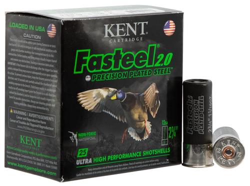 Kent Fasteel 2.0 Shotshells K122FS302, 12 Gauge, 2-3/4", 1550 fps, #2 Steel Shot, 25 Rds/bx