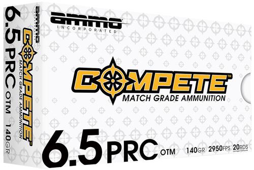 Ammo Inc Compete Rifle Ammunition 65PRC140BTHPA20, 6.5 PRC, Open Tip Match, 140 gr, 2950 fps, 20 Rd/Bx
