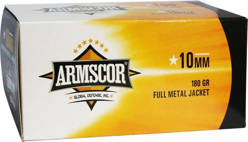 Armscor Pistol Ammunition 50440, 10mm Auto, Full Metal Jacket, 180 gr, 1008 fps, 100 Rd/Bx