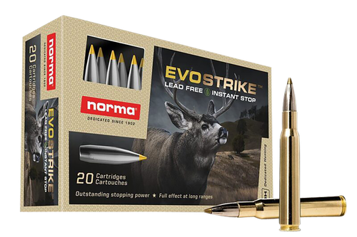 Norma Lead Free Evostrike Rifle Ammunition 20177342, 30-06 Springfield, Polymer Tip Boat Tail, 139 gr, 2986 fps, 20 Rd/Bx