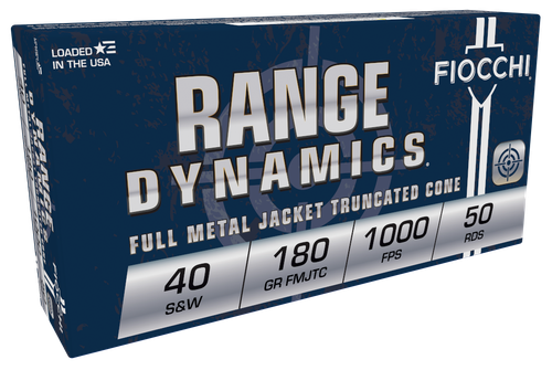 Fiocchi Shooting Dynamics Pistol Ammunition 40SWD, 40 S&W, Full Metal Jacket Flat Nose (FN), 180 GR, 1000 fps, 50 Rd/bx