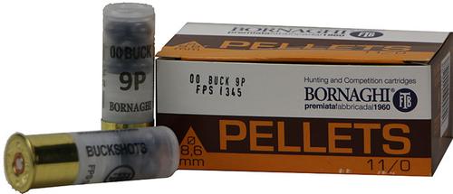 Bornaghi Buckshot Loads 12BUCK00, 12 Gauge, 2-3/4", 1345 fps, #00 Buck, 9 Pellets, 10 Rds/Bx