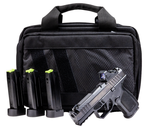 Rost Martin RM1C Comp Pistol Bundle RM1CBLKOSP(COMP)SPL, 9mm, 4", Textured Black Grip, w/Viridian RDS & Range Bag, 17 Rds