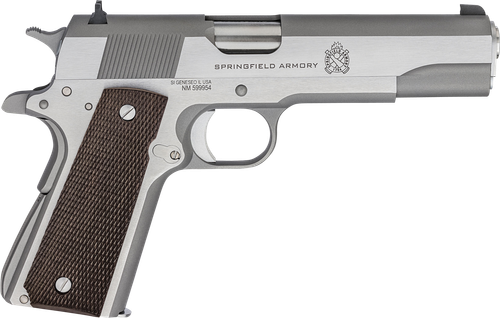 Springfield 1911 Mil-Spec Pistol PBD9151L, 45 ACP, 5", Cocobolo Grips, Stainless Finish, 7 Rds