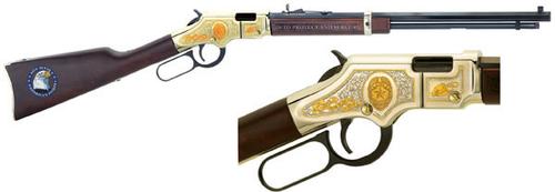 Henry Golden Boy Law Enforcement Tribute Rifle H004LE, 22 Short/Long Rifle, 20", Walnut Stock, Brass w/Blue Barrel Finish