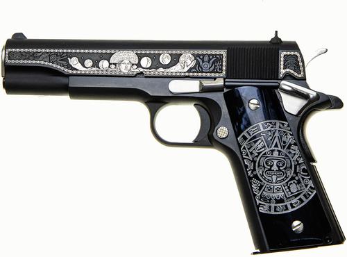 Colt Government Pistol 1911C-38-MQM, 38 Super, 5in, Solar Flare Kirinite Sun Dial Grips, 9 Rds