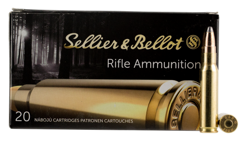 Sellier & Bellot Rifle Ammunition SB308F, 308 Winchester (7.62 NATO), SPCE, 180 GR, 2510 fps, 20 Rd/bx
