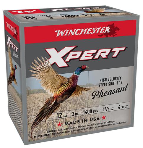 Winchester Xpert Pheasant Lead Free High Velocity Shotshells WEXP123H4, 12 Gauge, 3", 1 1/4 oz, 1400 fps, #4 Steel Shot, 25 Rds/box