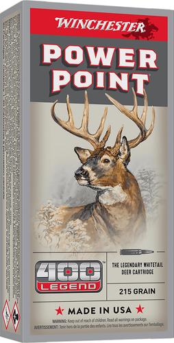 Winchester Power-Point Rifle Ammunition X4001, 400 Legend, 215 gr, 2250 fps, 20 Rd/Bx