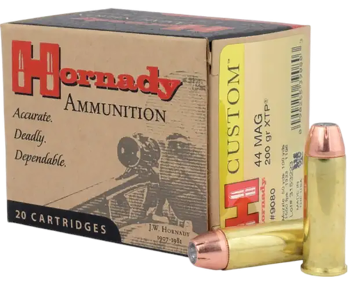 Hornady Handgun Ammunition 9080, 44 Remington Mag, XTP Jacketed Hollow Point (HP), 200 GR, 1500 fps, 20 Rd/bx