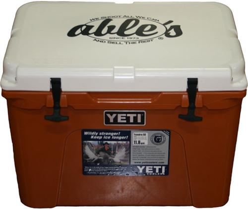 Yeti Tundra Series Cooler Featuring Ables Logo YT50BOA, 50 Quarts, Burnt Orange/White