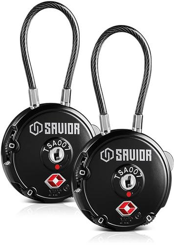 Savior Equipment 3-Digit Cable Lock, 2 Pack, Black (LK-ROUND-BK-DUAL)