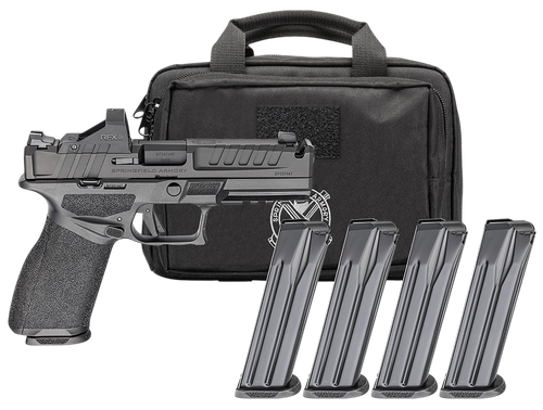 Springfield Echelon Comp Gear Pac Optic Ready Pistol EC9459BCOMP15PAC, 9mm, 4.50in, Textured Grips, Black Finish, 15 Rds