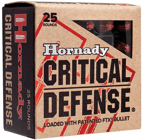 Hornady Critical Defense Pistol Ammunition 902504, 9mm, 115 GR, Flex Tip eXpanding (FTX), 100 Rd/Bx