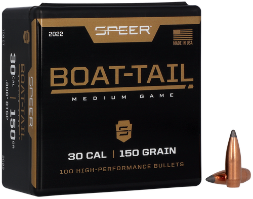 Speer 30 Caliber 150 Grain Spitzer/Boat Tail 100/Box (2022), Not Loaded