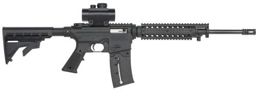 Mossberg Flat Top AR-Style Rifle 37234, 22 Long Rifle, 16.5", Black Synthetic Adj. Stock, Blued Finish