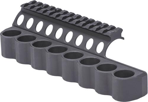 Mesa Tactical 8-Shell Side Saddle, SureShell Saddle Mount w/ Rail, Fits 12 Gauge Benelli M4, Black (90890)