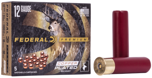 Federal Premium Vital-Shok Shotshells P135F, 12 Gauge, 3.5 in, 18 Pellets, 1100 fps, #00 Buckshot, 5 Rd/bx
