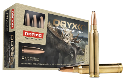 Norma Oryx Rifle Ammunition 20174732, 308 Win, 180 gr, 2952 fps, 20 Rd/Bx