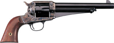 Taylors 1875 Army Outlaw Revolver 0151, 45 Colt, 7.5 in, Walnut Grip, Blue Steel Barrel/Brass Receiver Finish, 6 Rd