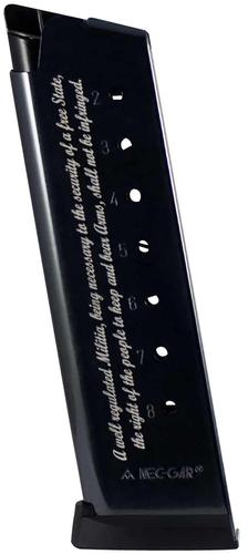 MEC-GAR 45 ACP Magazine for 1911 Government, 8 Rounds, Blued w/Engraving (MGCG45082A)