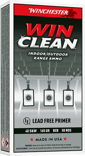 Winchester WinClean Handgun Ammunition WC401, 40 S&W, Brass Enclosed Base, 165 GR, 1130 fps, 50 Rd/bx