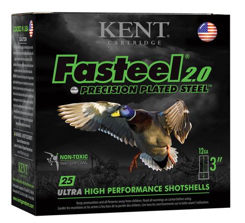 Kent Cartridge Fasteel 2.0 Shotshells K123FS404, 12 Gauge, 3", 1 3/8 oz, 1300 fps, #4 Steel Shot, 25 Rds/box