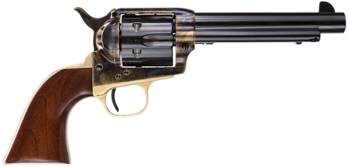 Taylors Single Action 1873 Cattleman Revolver 451, 45 Long Colt, 5 1/2 in, Wood Grip, Case Hard Blue/Brass Backstrap/Trigger Guard, 6 rd