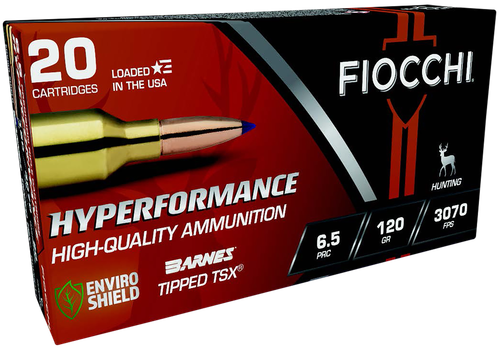 Fiocchi Hyperformance Rifle Ammunition 65PRCTT, 6.5 PRC, Barnes Tipped TSX, 120 gr, 3070 fps, 20 Rd/Bx