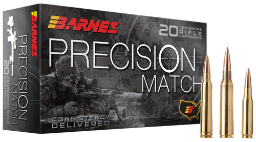 Barnes Bullets Precision Match Rifle Ammunition 30831, 6.5 Grendel, Open Tip Match Boat Tail, 120 gr, 20 Rd/Bx