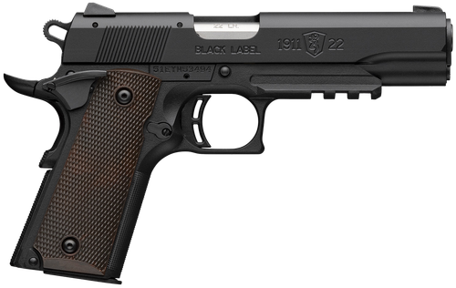 Browning 1911-22 Black Label Pistol 051065490, 22 LR, 4.25in, Brown Composite Grips, Matte Black Finish, 10 Rds